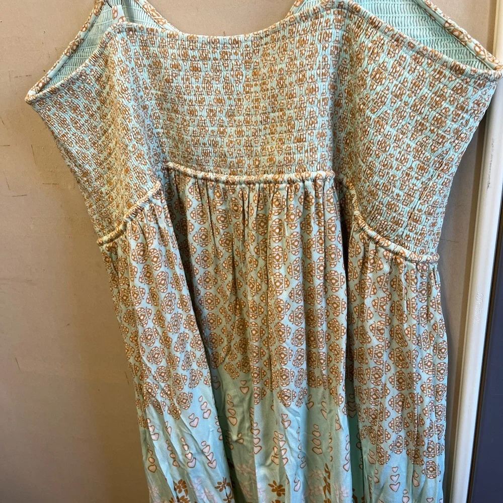 Spell full length Maxi Dress - Blue and Cream Pattern 3XL NWOT - Picture 11 of 13